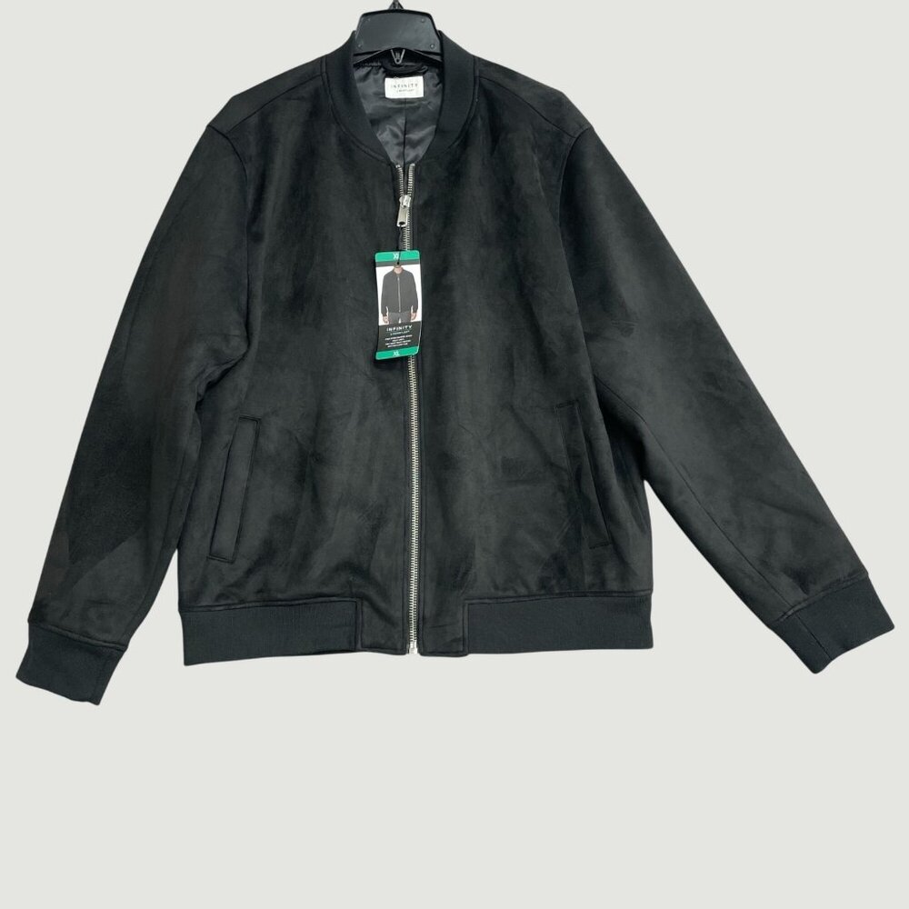 Infinity Men's XL Linearflex Faux Suede Bomber Jacket XL Fully Lined Black i1777